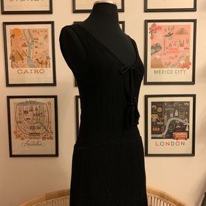 Black Open Back, Tie Front Dress